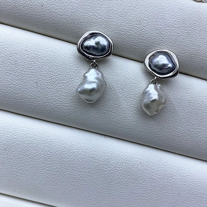 银S925镶嵌耳饰海水珍珠