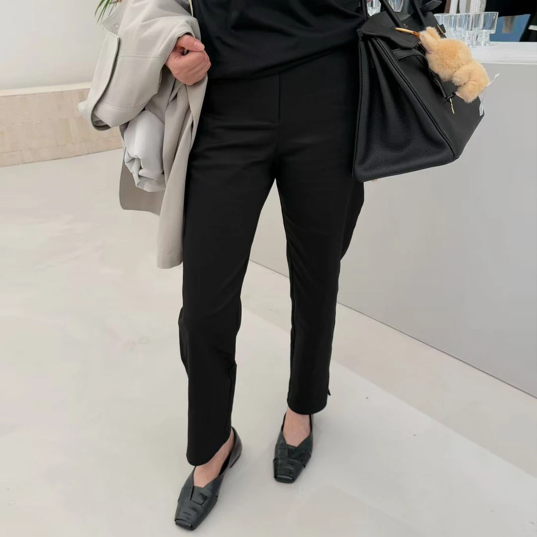 widelia秋季8060韩版气质休闲时尚百搭显瘦修身开叉九分西装裤