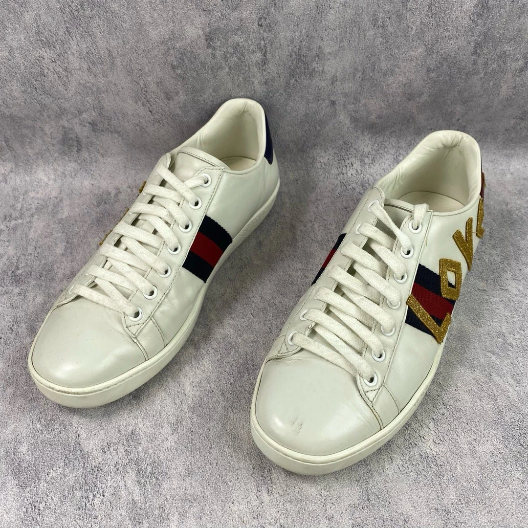 95新 GUCCI/古驰 ACElove刺绣小白鞋 39欧码 T592