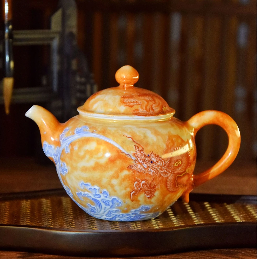 【九鸣·曹鸿雁】宝石矾红龙腾四海茶壶
