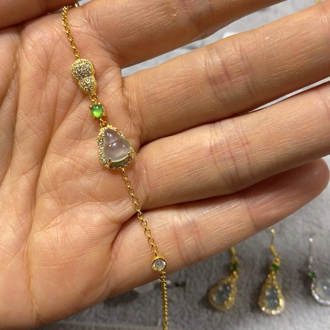 翡翠银S925镶嵌手链手链