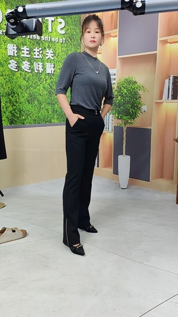 8629喇叭裤微喇春夏秋休闲裤微喇裤黑色百搭高腰时尚气质显瘦