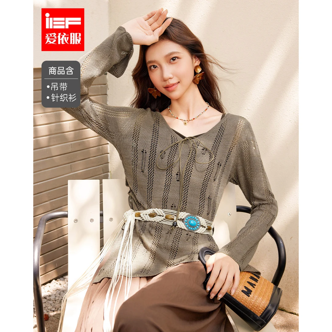 IEF/爱依服2025新款秋季毛织性感镂空两件套6602-B46567-