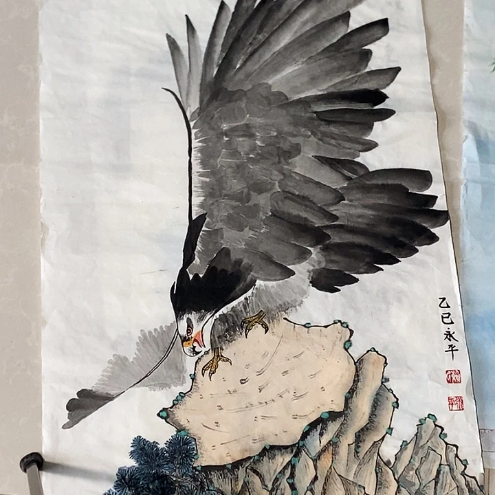 国画四尺三开手绘作品