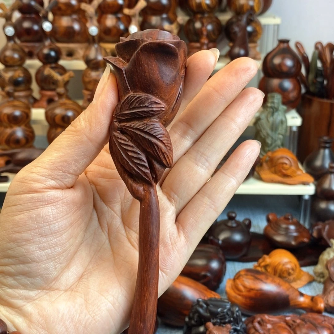 木大*人小叶紫檀玫瑰花摆件