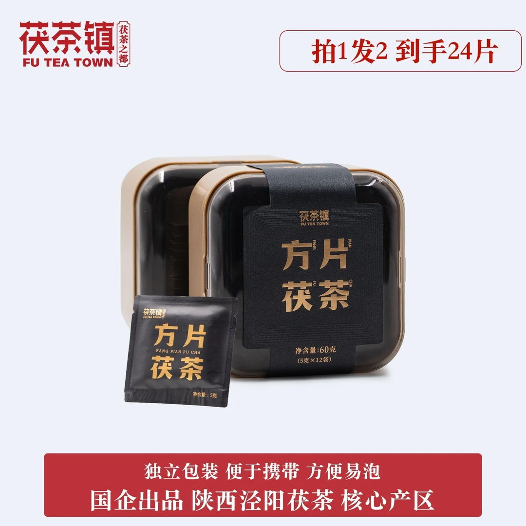 茯茶镇【方片茯茶】陕西特产便携旅行装金花茯茶60g高端特级茯茶片