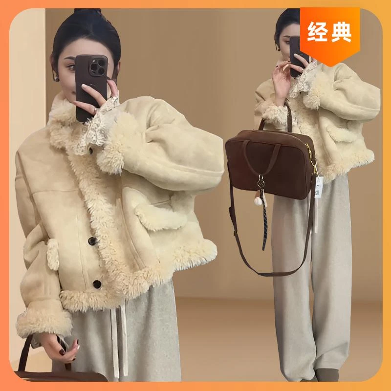 小个子小香风毛毛外套女秋冬季穿搭2025新款独特超好看加厚上衣