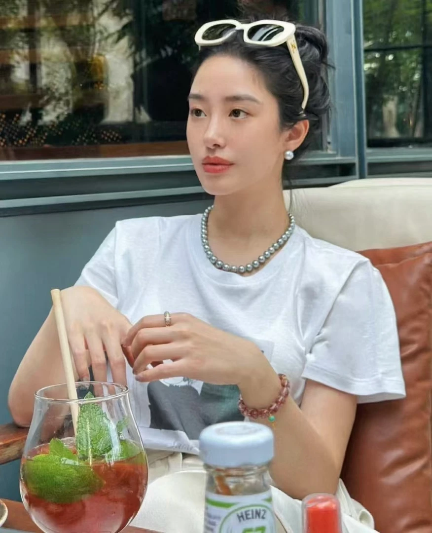 非金属仿珍珠项链 东大门爆款灰色施家珍珠项链气质时尚百搭