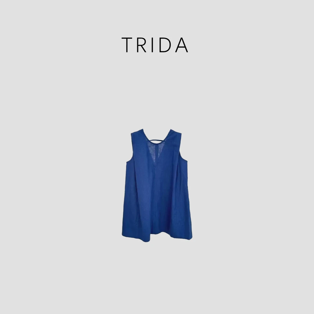 25年夏季新款精选极简露背亚麻无袖背心上衣5820A