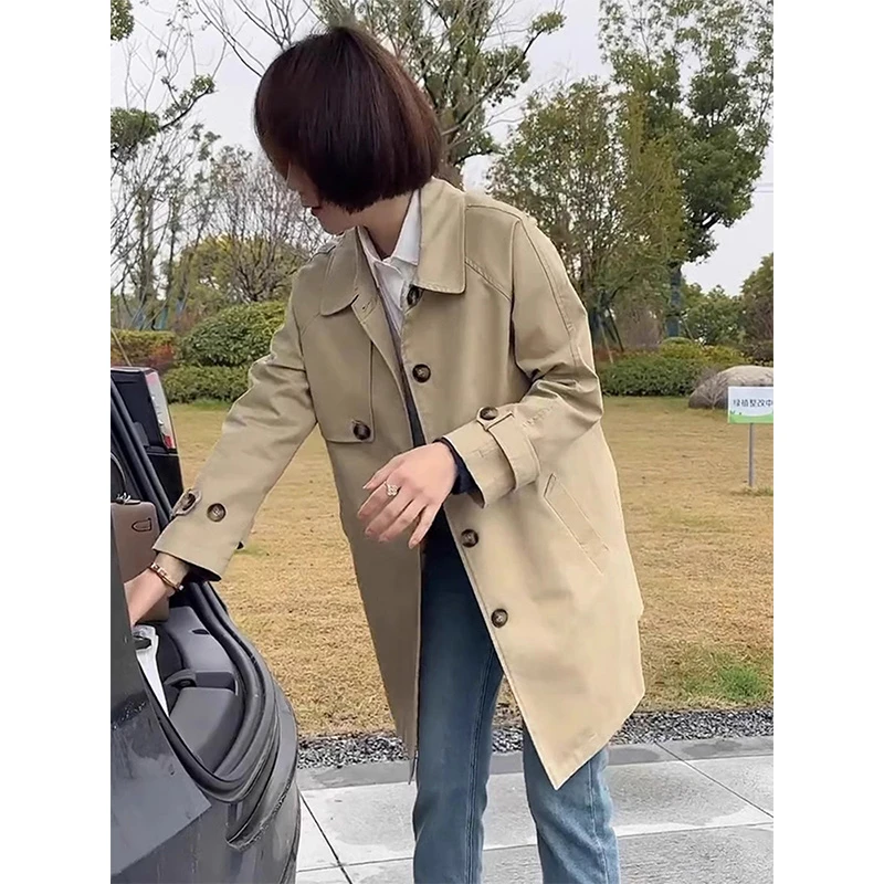 2025春秋季新款设计感洋气风衣外套女中长款韩版宽松显瘦大衣外衣