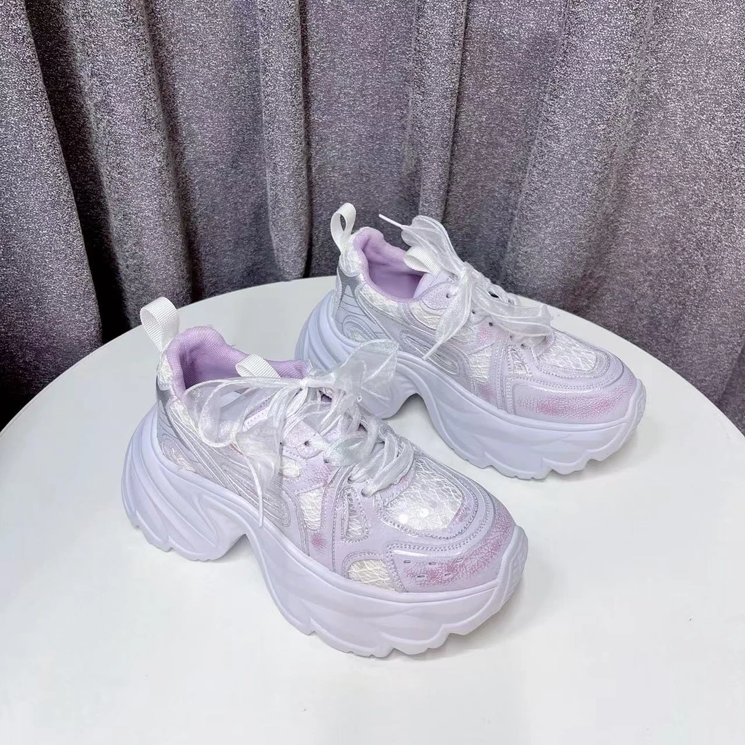 C7884  紫色  时尚老爹鞋女2025新款厚底增高休闲运动鞋