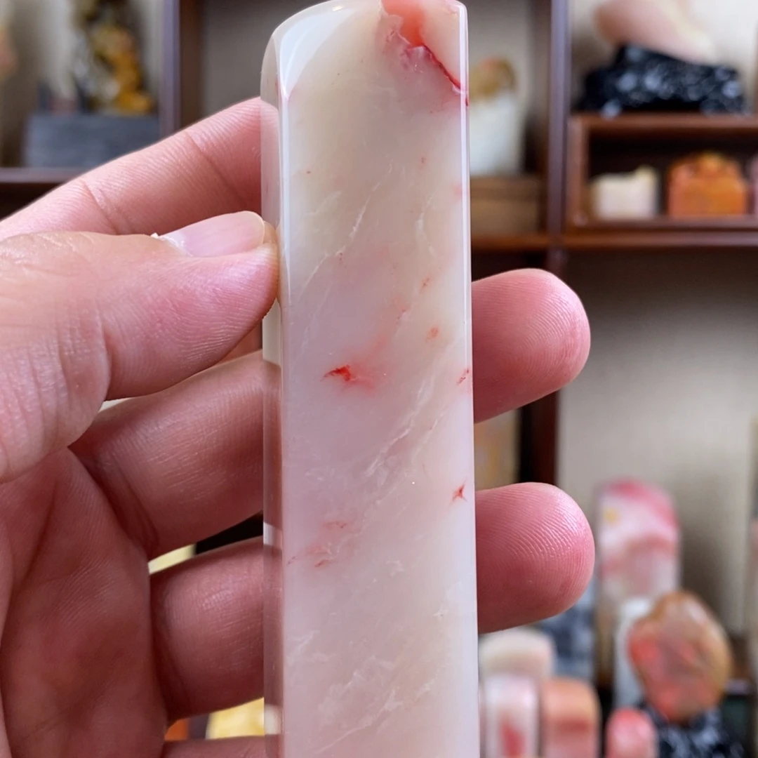 巴林石印石巴林鸡血石素章