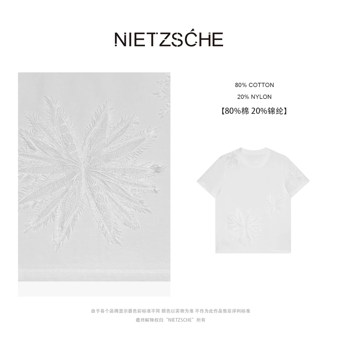 Nietzsche｜绣花T｜雅纱棉 超重工！立体花朵刺绣短袖精致女T恤61657