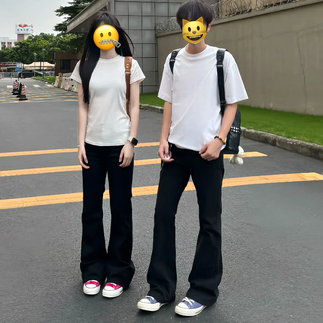 cra黑色直筒西裤男夏薄款cleanfit情侣裤子美式高街不贴腿微喇裤