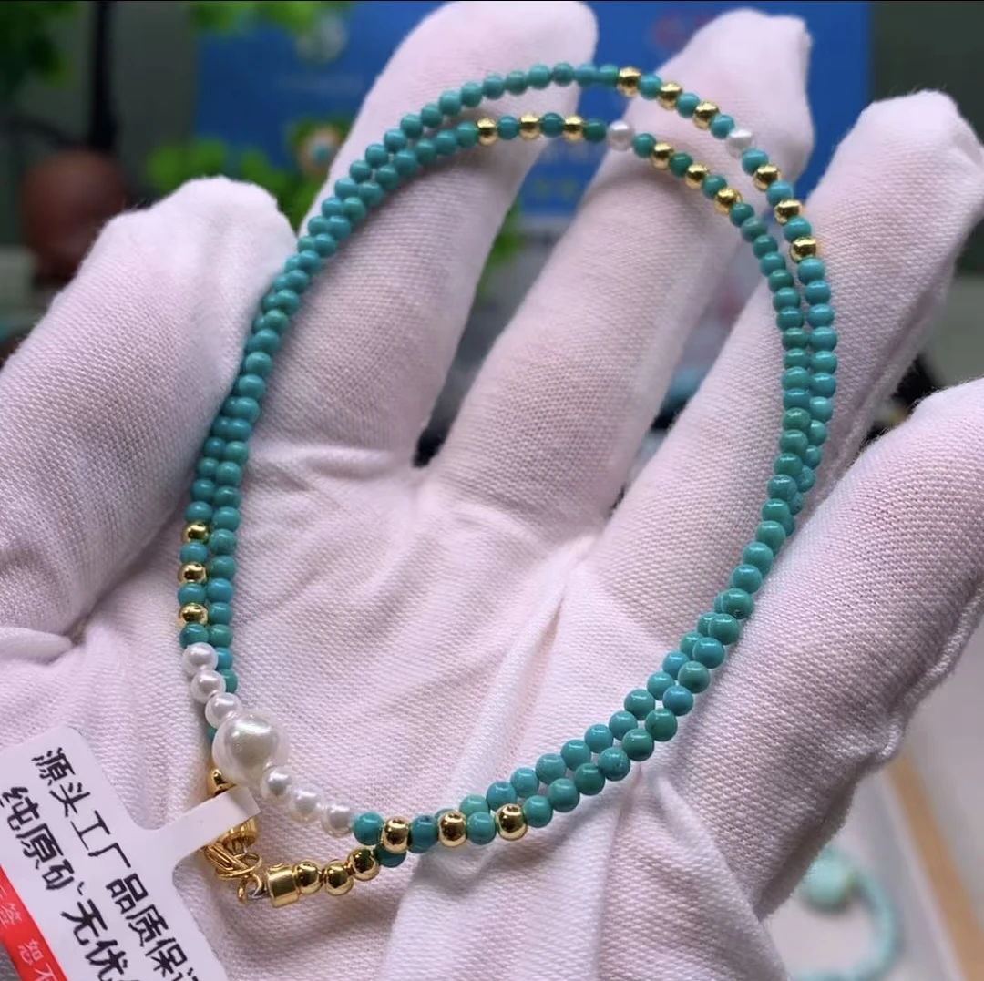 玉化蓝绿色天然原矿绿松石项链（多样性随机发货一条）