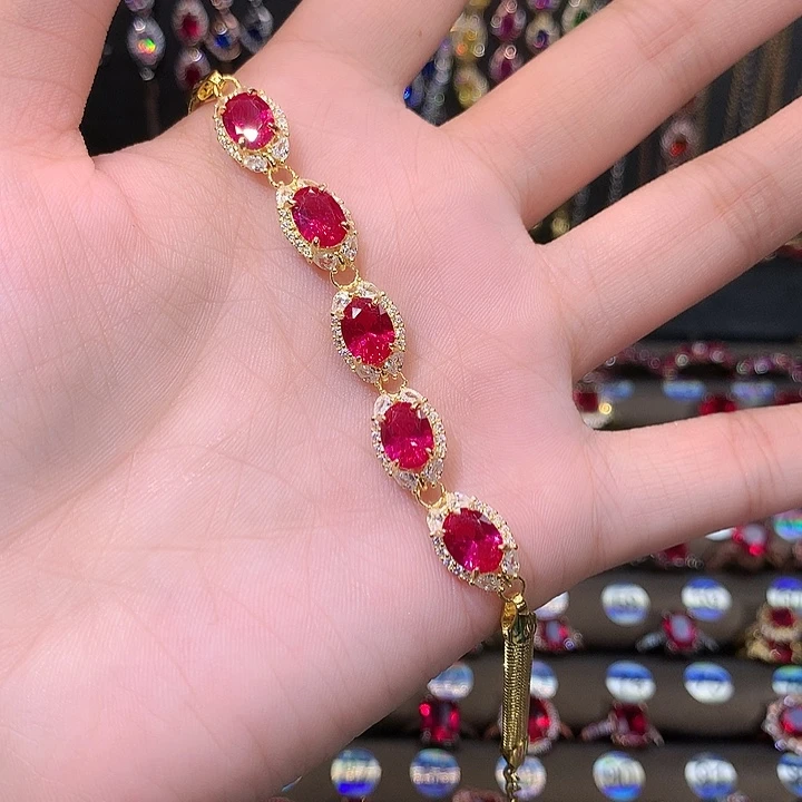 红宝石手链银S925镶嵌1