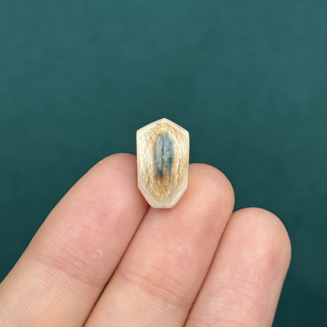 D69-68天然猛犸牙 咖料蓝眼睛三通9*16mm支持复检假一罚十