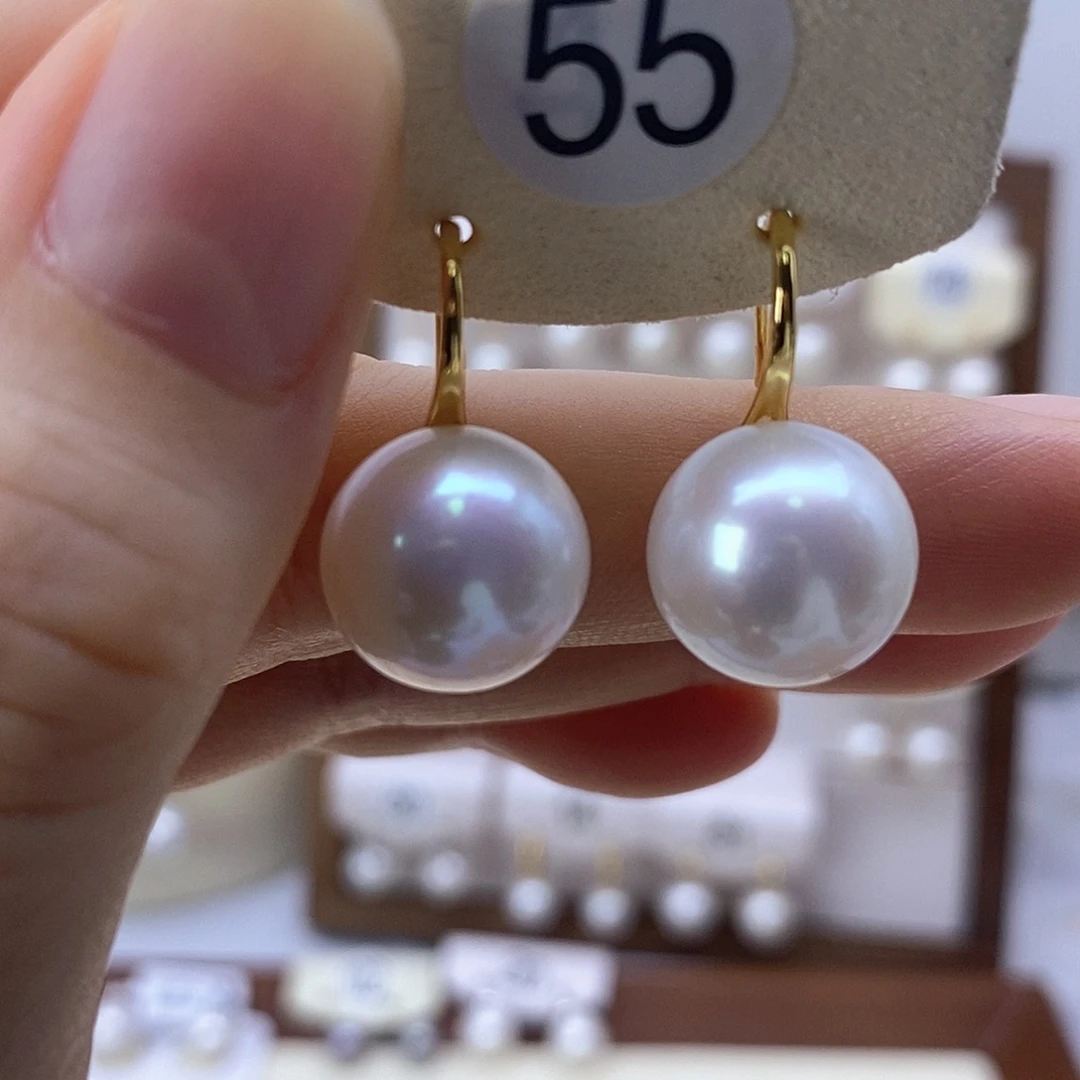 银S925镶嵌耳饰淡水珍珠