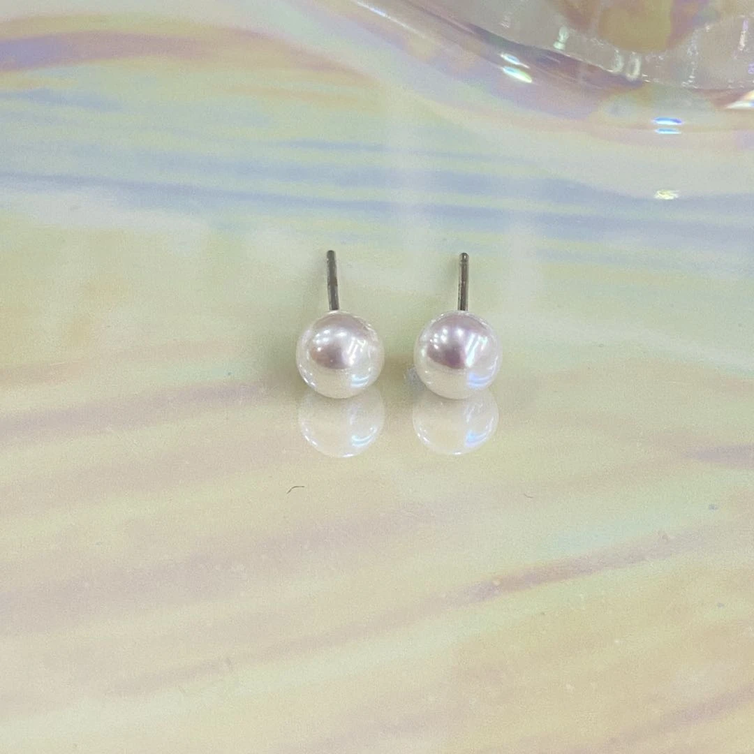 【星浩珠宝】s925银镶淡水珍珠耳钉13-2T27H400【多样性发1对】约5mm+