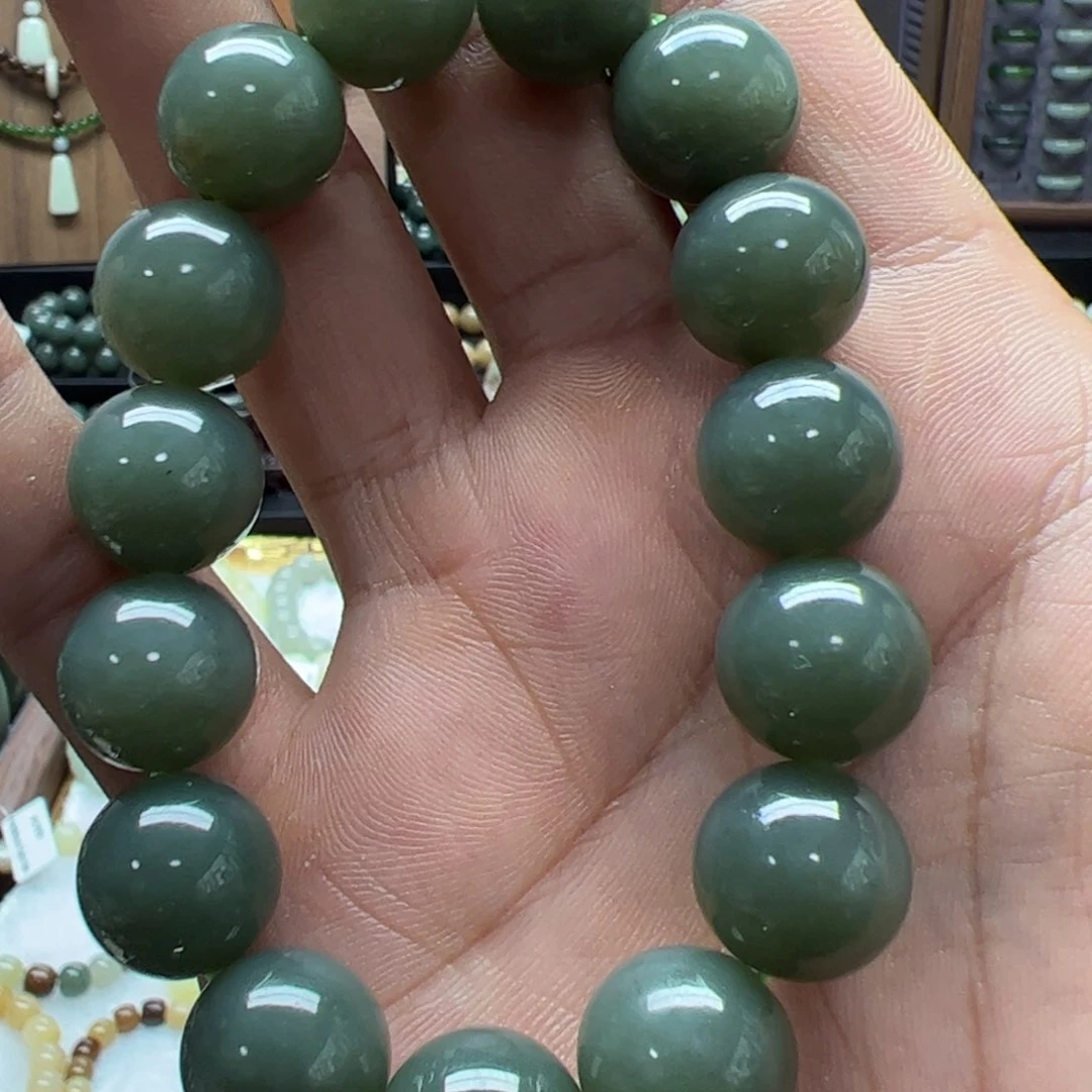手链未镶嵌和田玉且么蓝卡12圆珠
