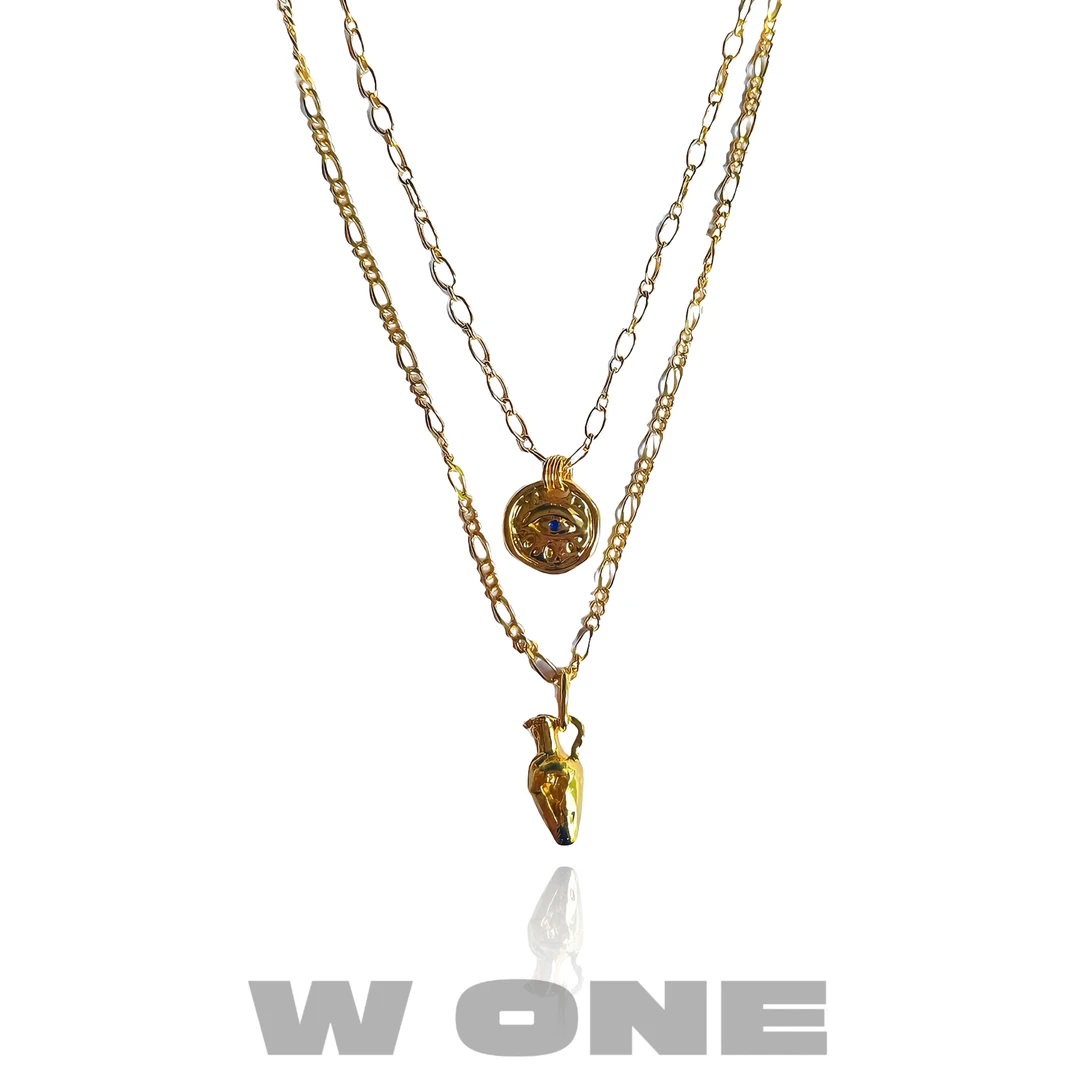 铜合金项链 【W ONE】小众设计感双层欧美感恶魔之眼酒瓶项链