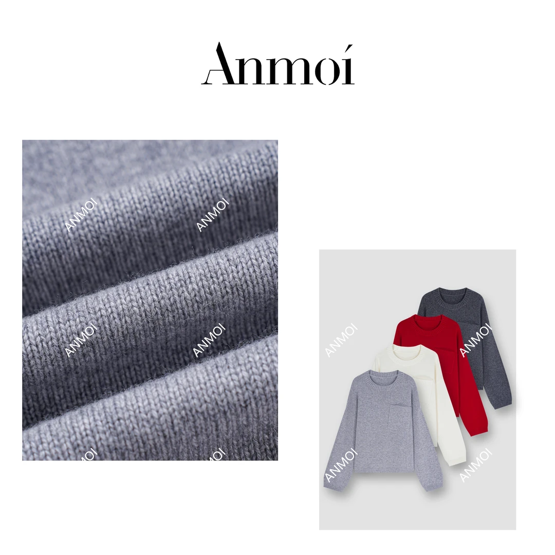 ANMOIII'袅袅娉娉'春季百搭毛衣女款网红款保暖高级感羊毛衫