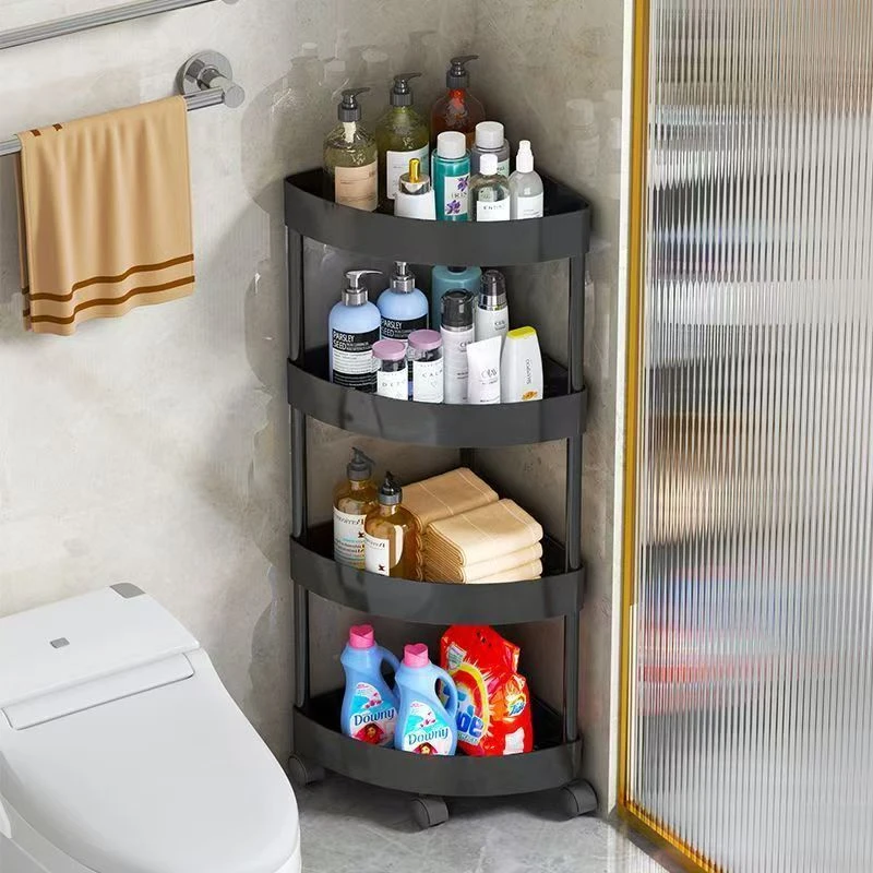 浴室免打孔三角置物架家用卫生间收纳架厨房调料架子可移动储物架