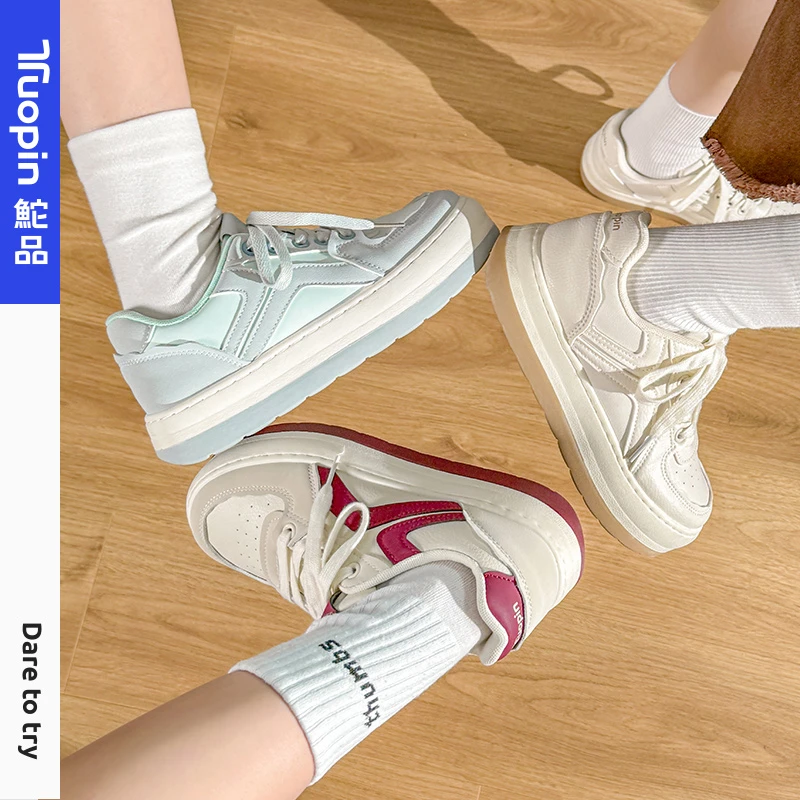 鮀品复古板鞋2025年春季新款厚底百搭开学休闲鞋子休闲鞋