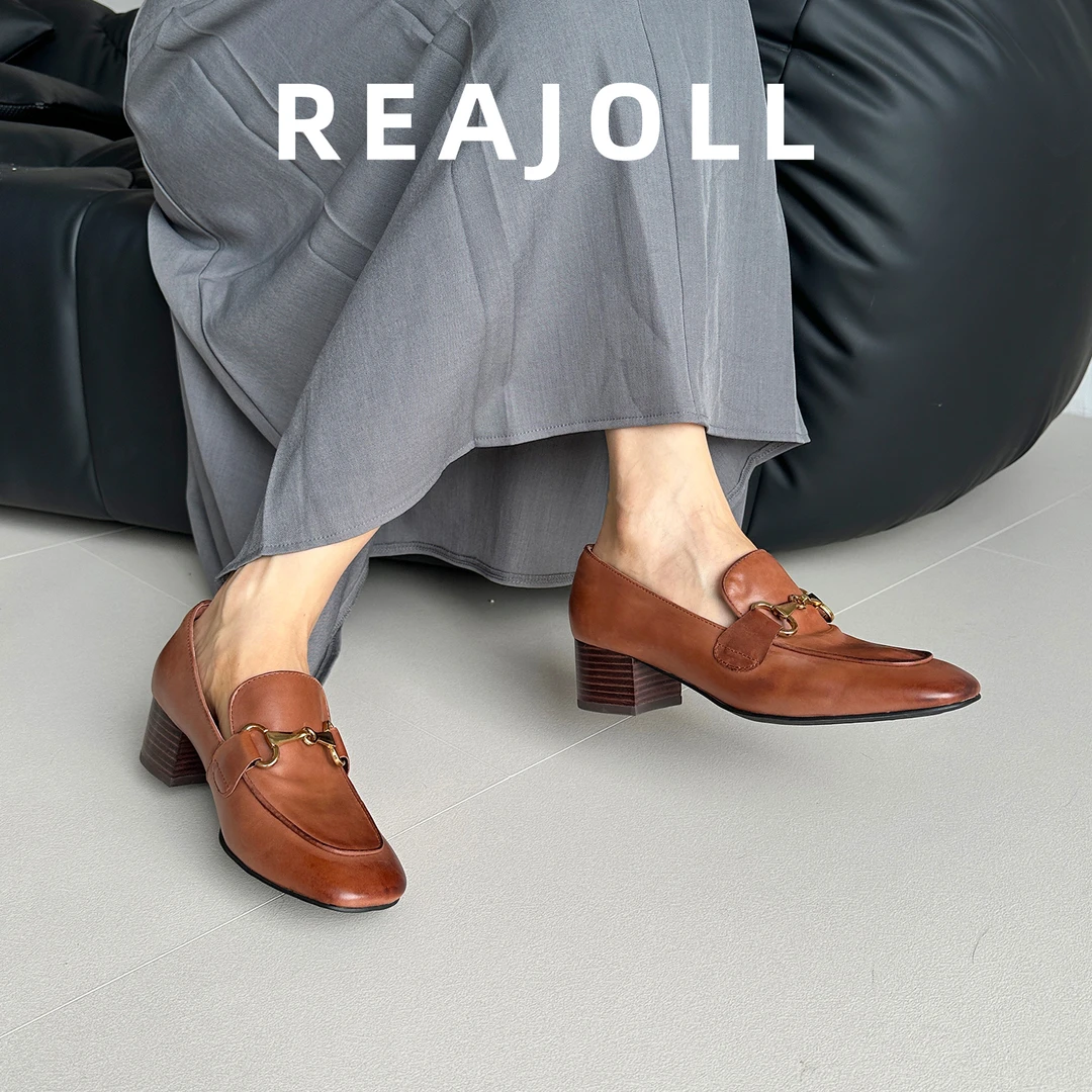 单鞋女鞋新款2025爆款时尚小众粗跟乐福鞋配裙子法式不累脚高跟鞋