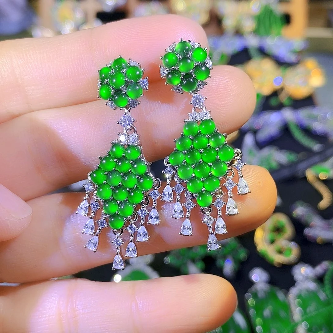 吊坠(不含链)银S925镶嵌翡翠