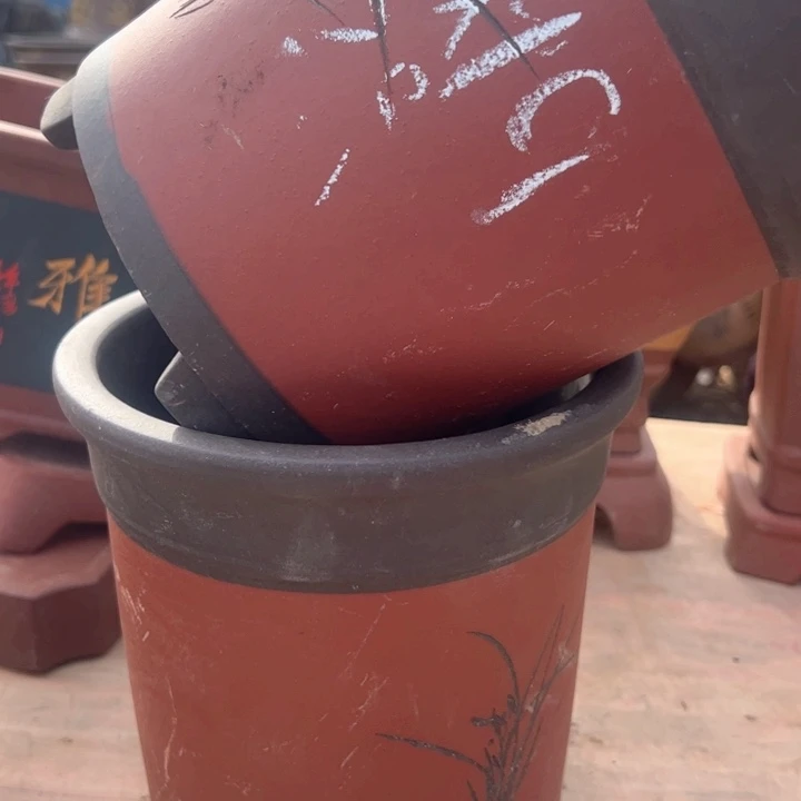 红陶紫砂兰花盆高19
