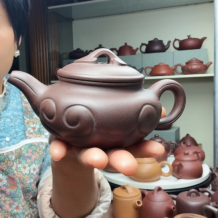 @***坤紫砂茶壶半手仿古如意