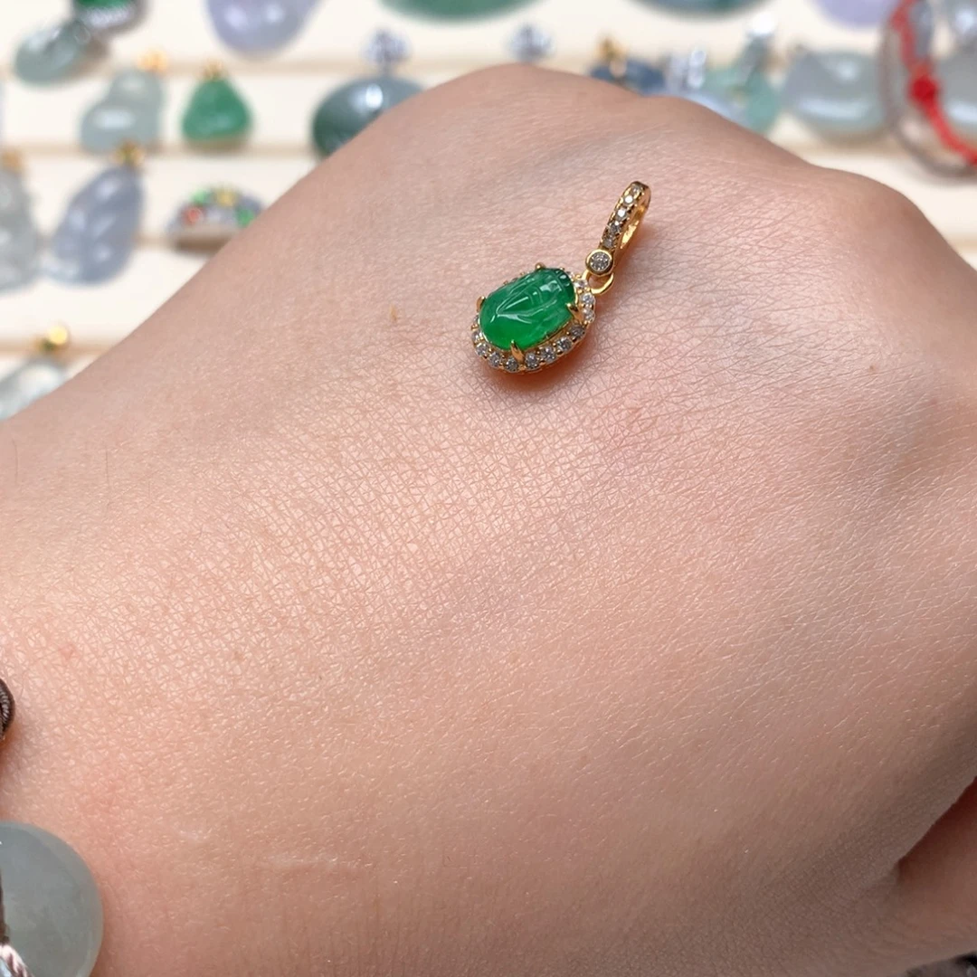 翡翠银S925镶嵌戒指翡翠貔貅