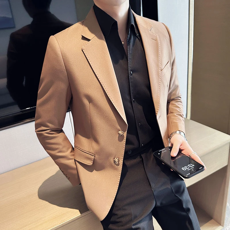 CATIA SELI高级感商务休闲单排扣西装外套男士秋季新款英伦风单西