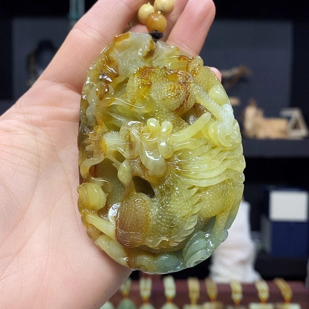 岫玉挂件吊坠手把手未镶嵌