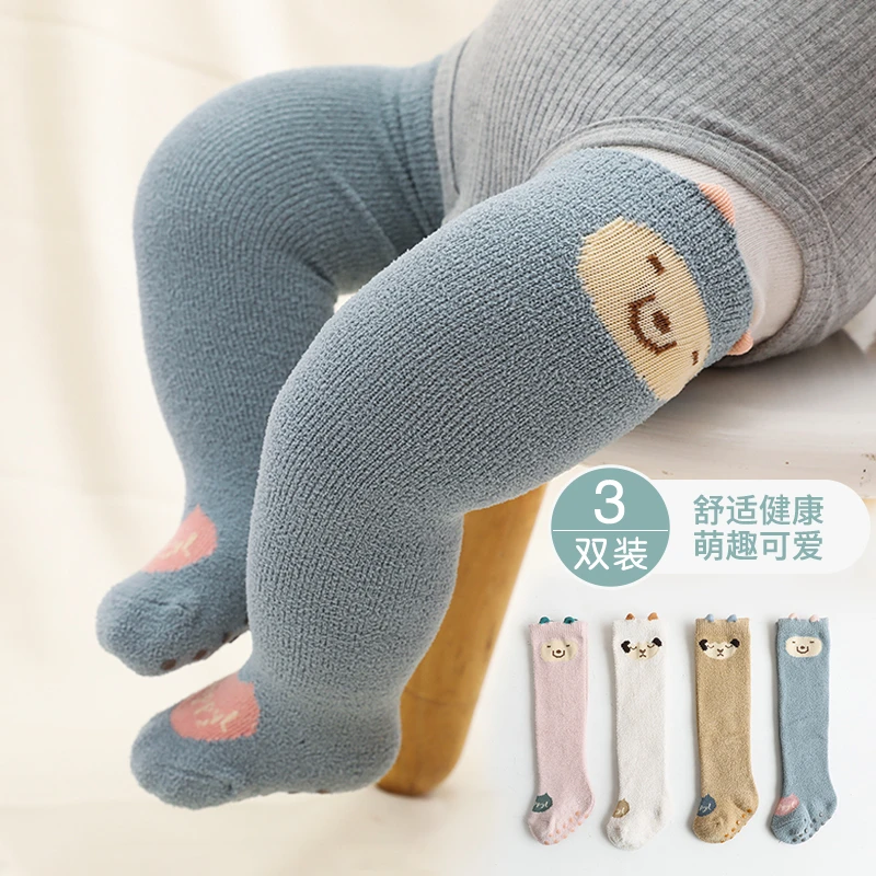 261婴儿长筒袜秋冬珊瑚绒袜子加厚加绒保暖宝宝松口不勒腿高筒袜