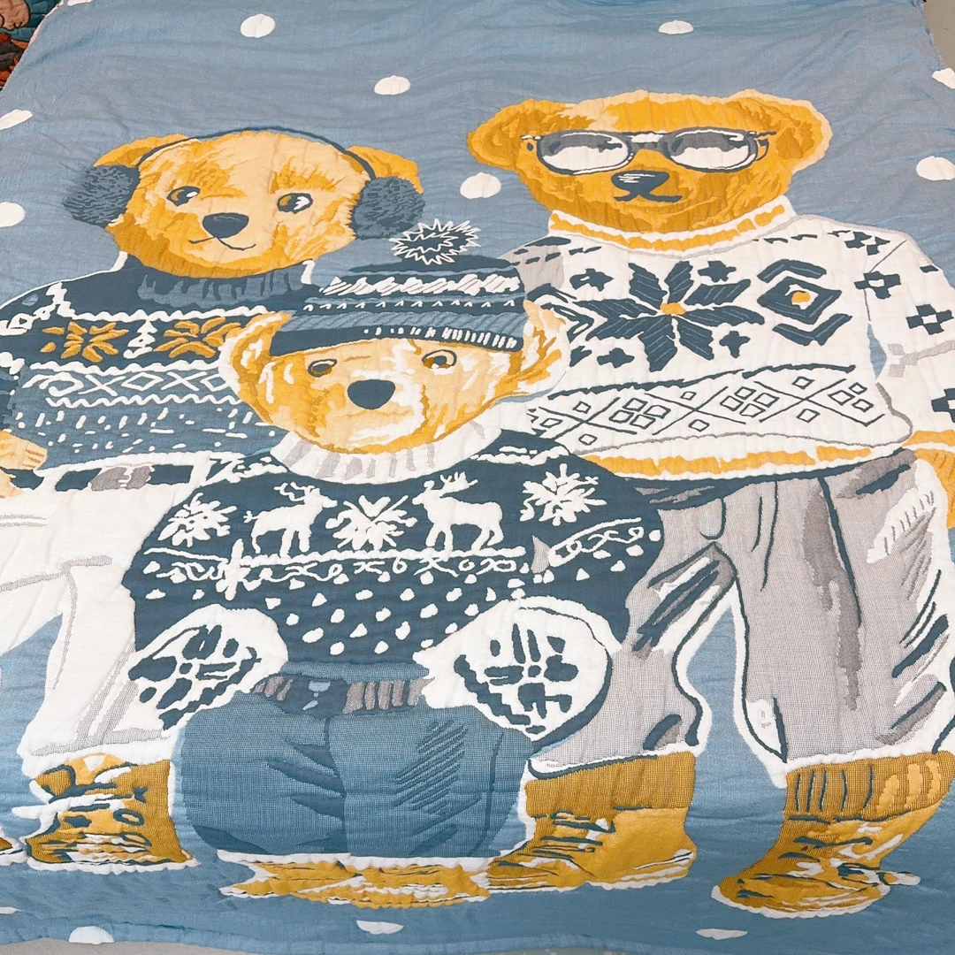 【丹尼熊泡芙被】 150cm x 200cm 多功能轻奢超柔轻奢纱布泡芙被