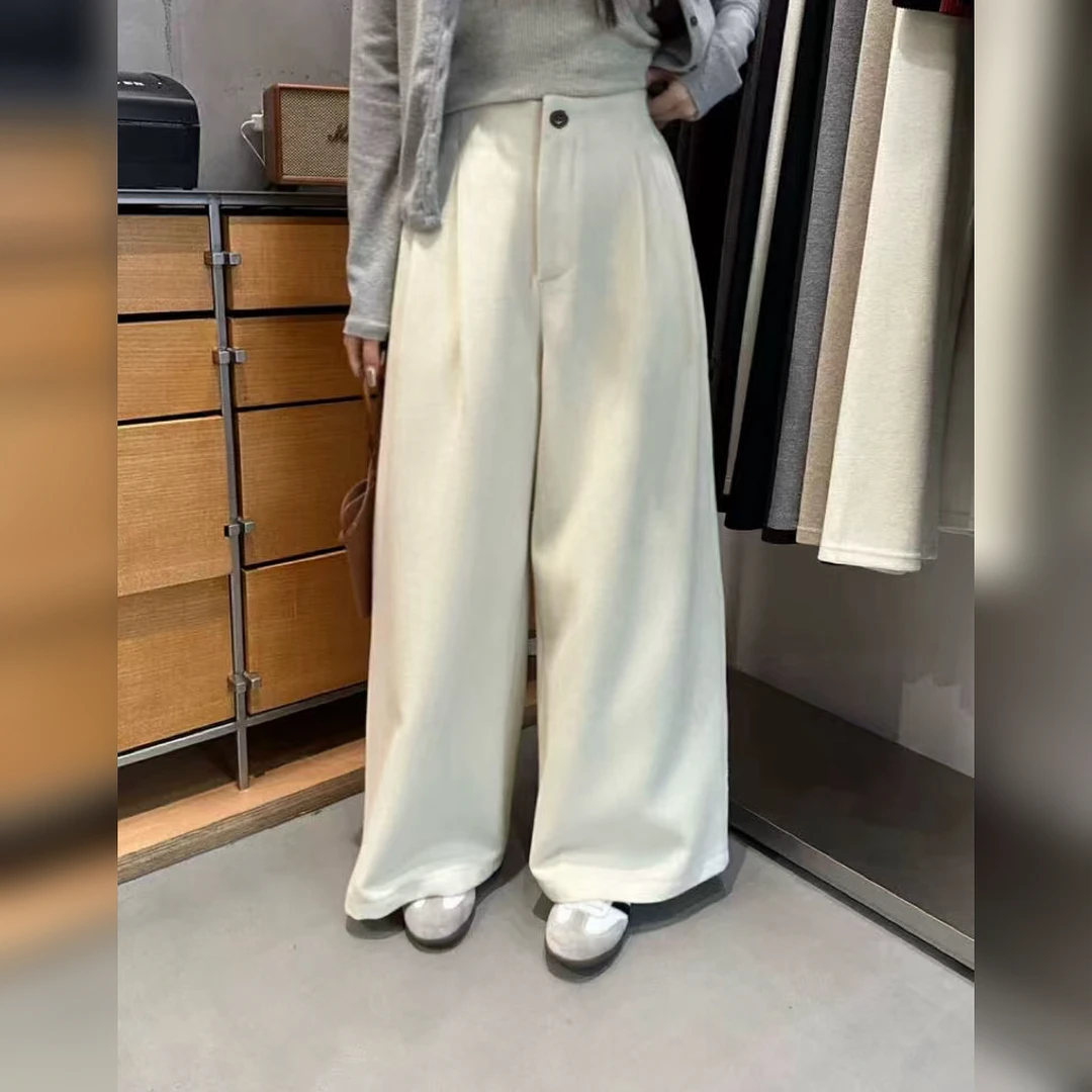 8881 韩系高腰显瘦羊毛毛呢直筒裤（S裤长96）