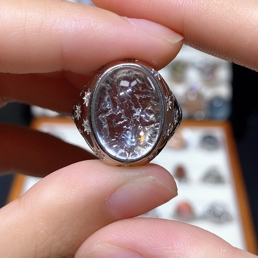 银S925镶嵌戒指水晶
