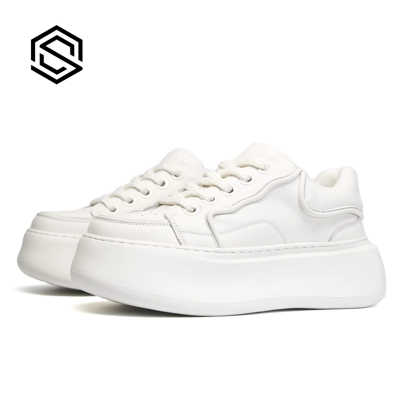 欧说秋冬新款厚底增高头层牛皮保暖时尚休闲板鞋潮流百搭男鞋