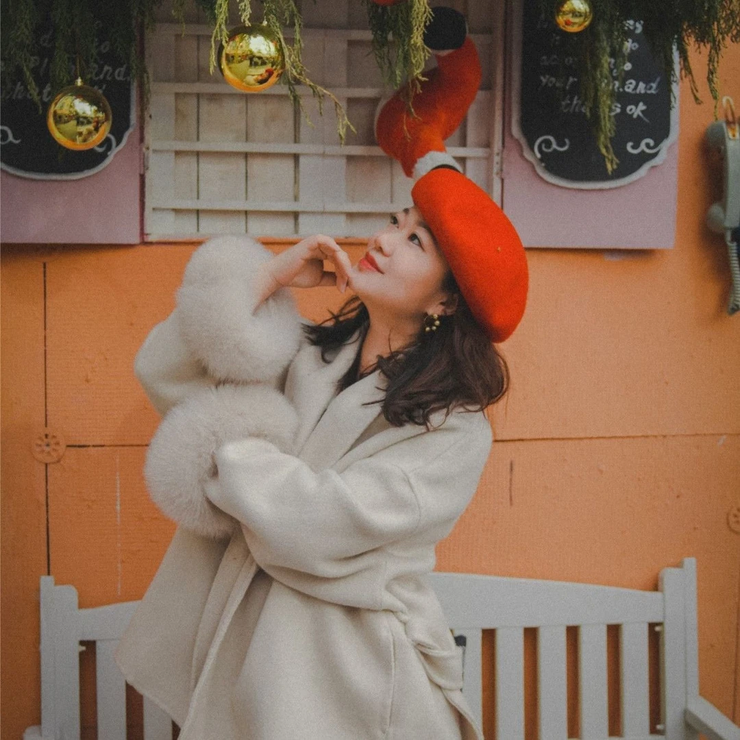 3A75 羊毛大小头围贝雷帽云朵贝雷帽子女秋冬百搭