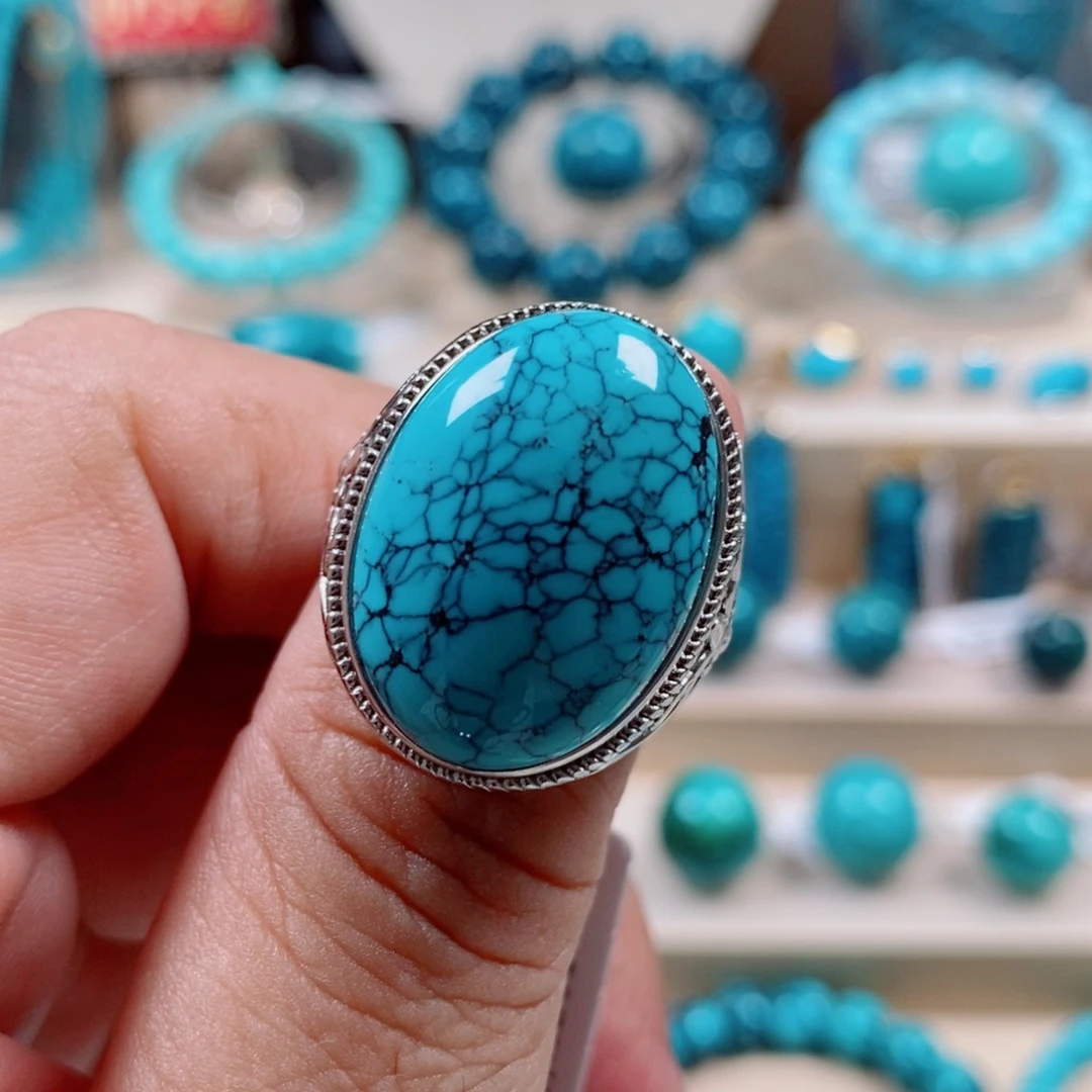 绿松石银S925镶嵌绿松石