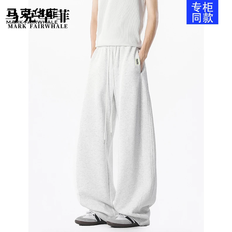 马克华菲美式高街潮流弯裤男女同款秋季纯色阔腿垂感休闲直筒裤