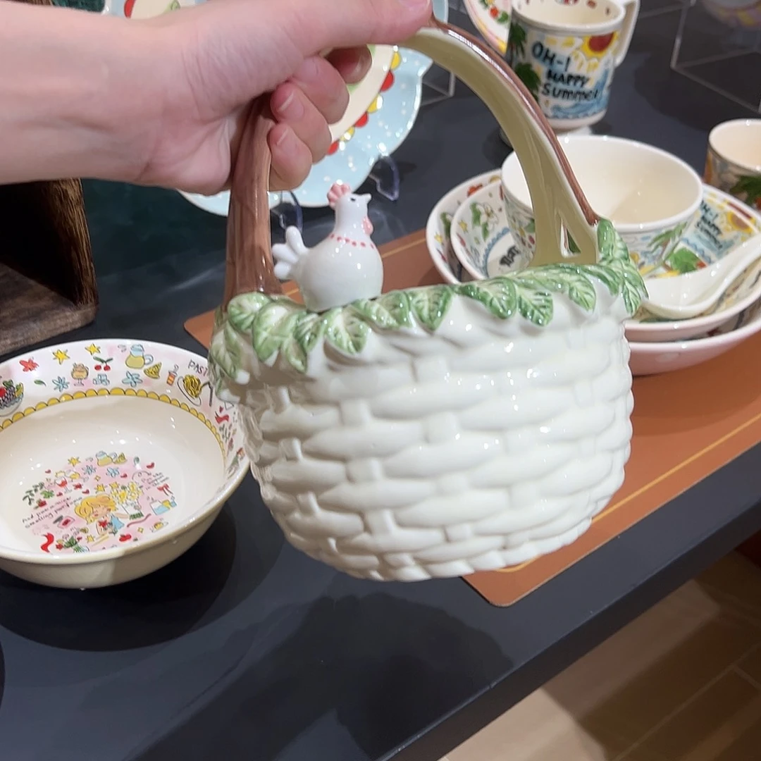 瓷提篮小鸟绿色可爱