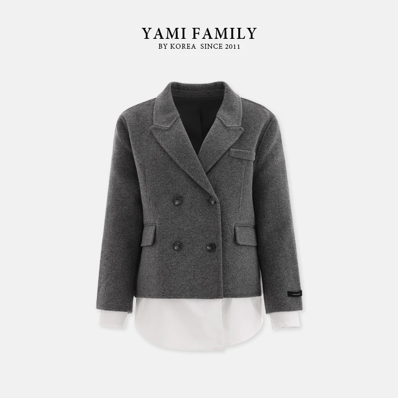 【弗洛拉】YM 898 秋冬新款短款上衣西服款双面羊毛大衣女外套