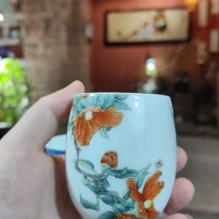 摆件手绘花鸟龙蛋杯