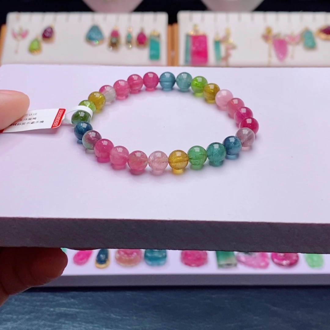 未镶嵌单圈手链m碧玺西瓜手链