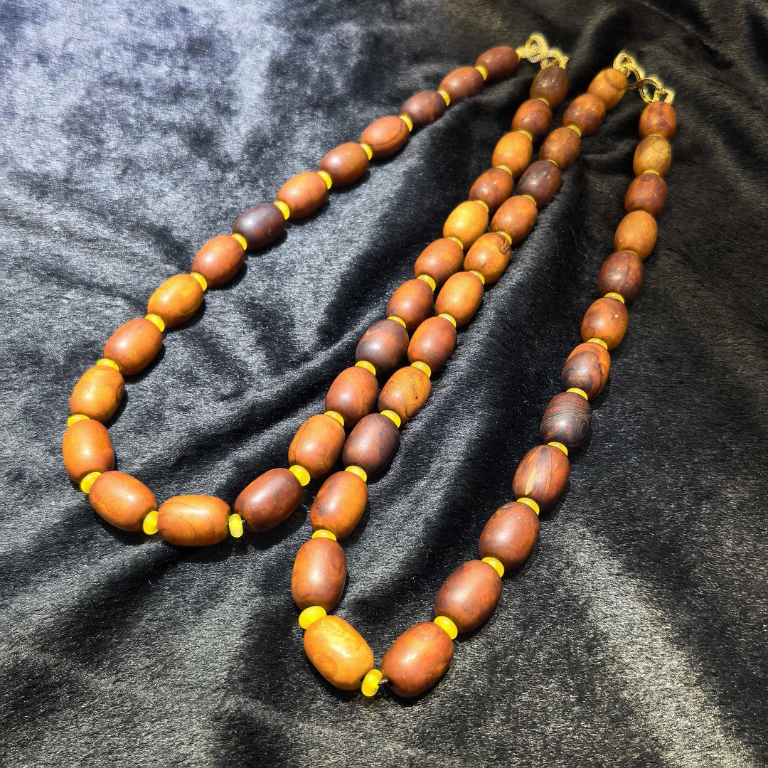 江德洋珠宝S7073秘纹古韵云母石玛瑙桶珠项链-多样性发货只发一件