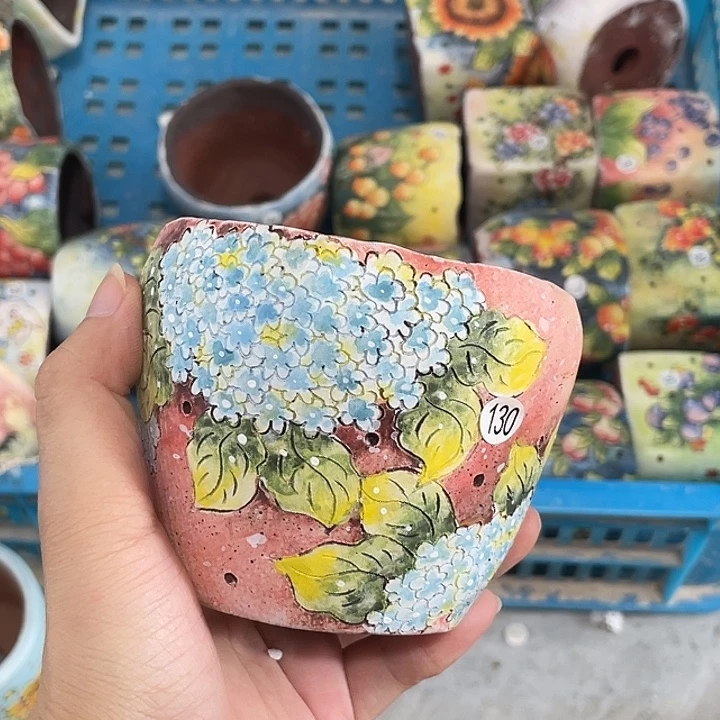 手绘粗陶盆多肉花盆