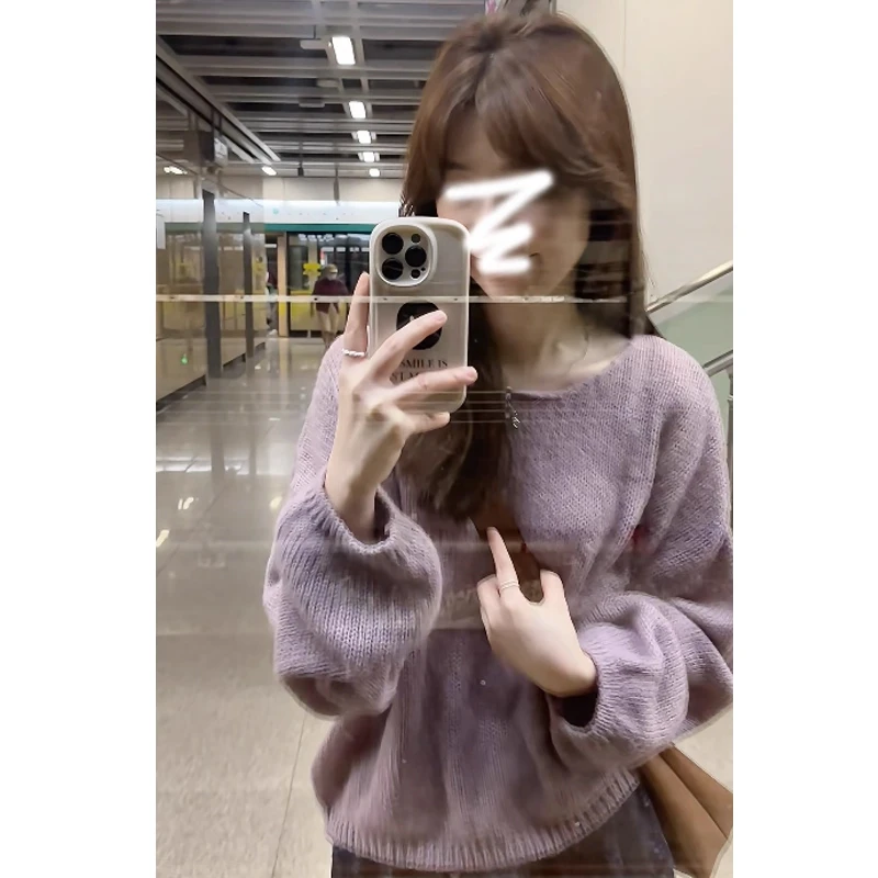 软糯毛衣女秋冬季2025新款法式慵懒漂亮独特chic圆领针织长袖上衣